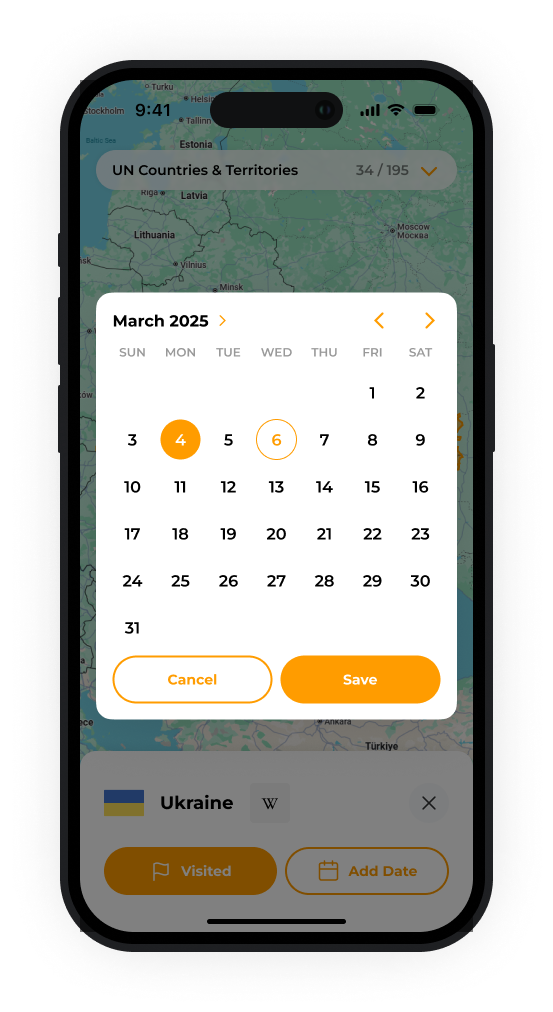 Trekr world overview of visited countries and travel coverage